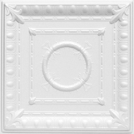 A LA MAISON CEILINGS Romanesque Wreath 20-in x 20-in 8-Pack Plain White Textured Surface-mount Ceiling Tile, 8PK R47PW-8